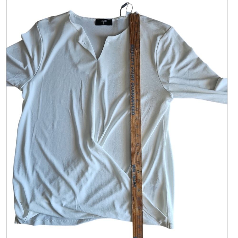 Tahari White Draped V Neck Blouse Women’s M Minimalist Workwear Top NWT - Picture 14 of 15